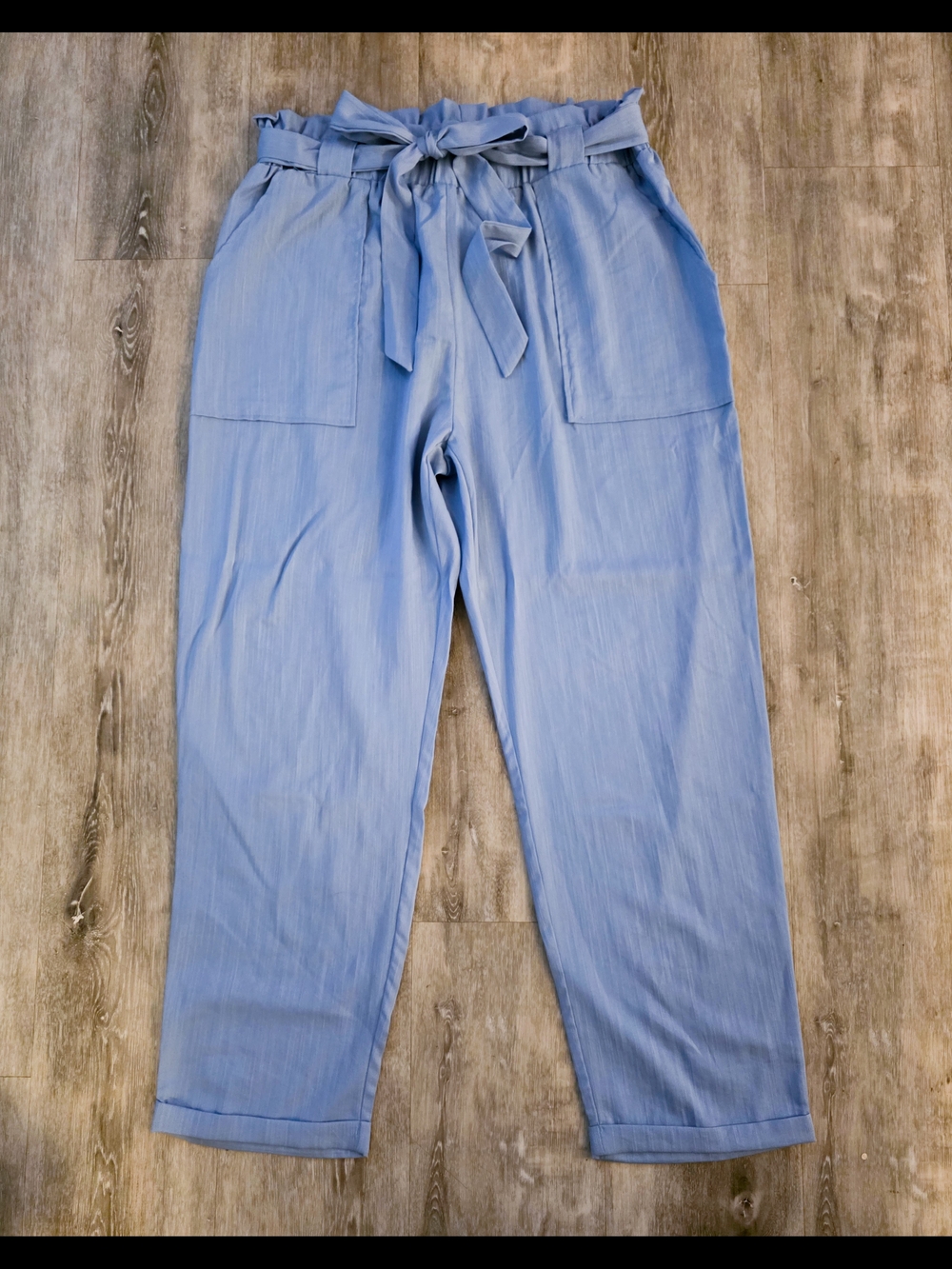 Vanilla Bay Chic Soul Blue Paperbag Waist Tie Pants NWOT Plus Size 1X
